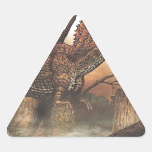 Pegatina Triangular Journey Jurásico: Dinosaurio en su Hábitat Natural
