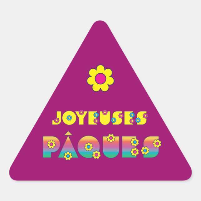 Pegatina Triangular Joyeuses Pâques (Anverso)