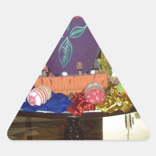 Pegatina Triangular Joyful Festive Springtime Easter Colorido Huevos A