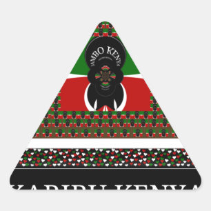 Pegatina Triangular Karibu Kenia: Vibrante bandera nacional colorea Ha