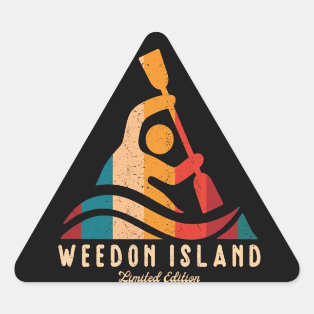 Pegatina Triangular Kayak de Isla Retro Weedon (Anverso)