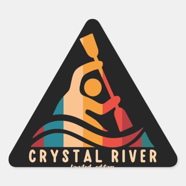 Pegatina Triangular Kayak del río Retro Crystal (Anverso)