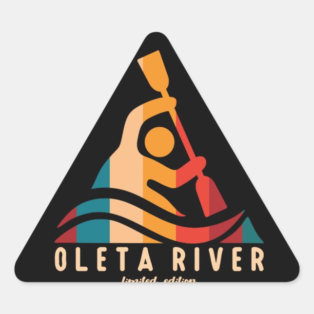 Pegatina Triangular Kayak del río Retro Oleta (Anverso)