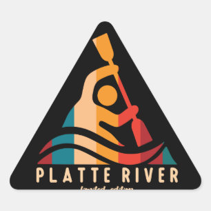 Pegatina Triangular Kayak del río Retro Platte