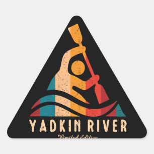 Pegatina Triangular Kayak del río Retro Yadkin