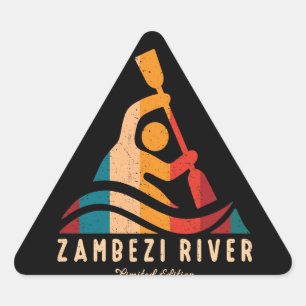 Pegatina Triangular Kayak del río Retro Zambezi