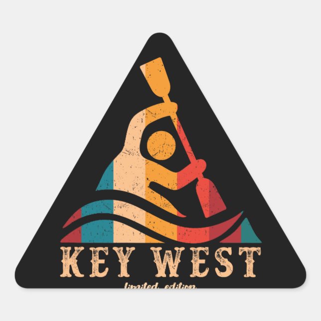 Pegatina Triangular Kayak Occidental Retro Key (Anverso)