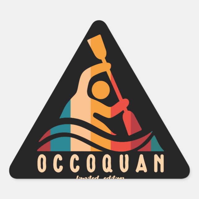 Pegatina Triangular Kayak Occoquan retro (Anverso)