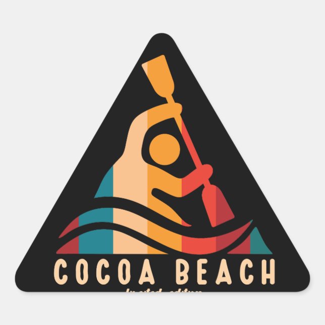 Pegatina Triangular Kayak Retro Cocoa Beach (Anverso)