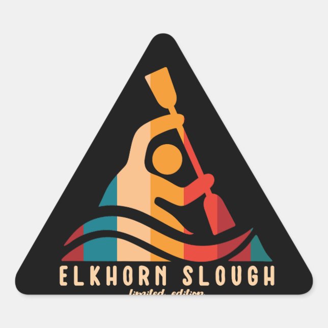Pegatina Triangular Kayak Retro Elkhorn Slough (Anverso)