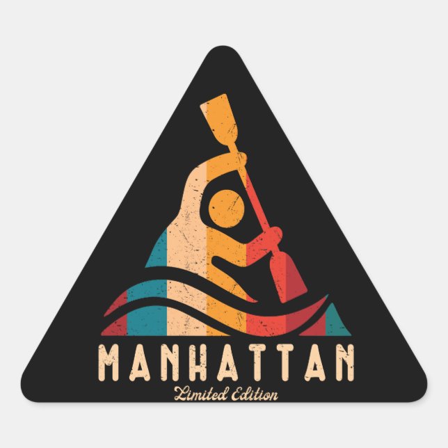 Pegatina Triangular Kayak Retro Manhattan (Anverso)