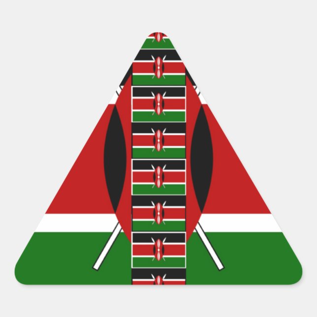 Pegatina Triangular Kenya Seamless Flags Borde tramas de arte (Anverso)