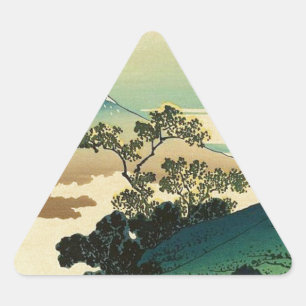 Pegatina Triangular Koshu Inume Toge - Katsushika Hokusai Ukiyo-e Art