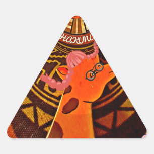 Pegatina Triangular La elegante y divertida jirafa de estilo africano