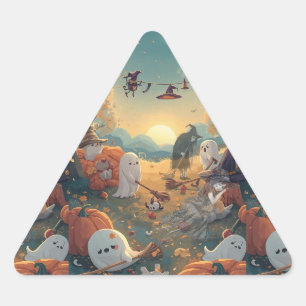 Pegatina Triangular La mañana después de Halloween: un cuento de limpi