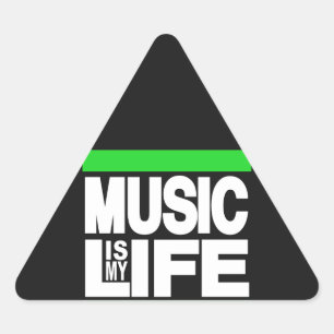 Pegatina Triangular La música es mi vida verde