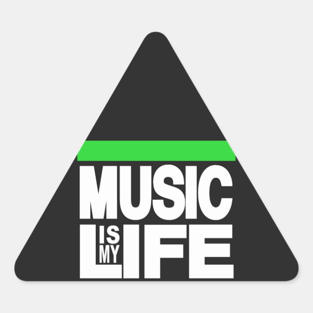 Pegatina Triangular La música es mi vida verde (Anverso)