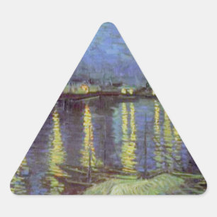Pegatina Triangular La pintura nocturna estelar de Van Gogh