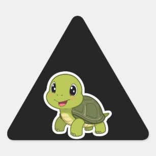 Pegatina Triangular La tortuga alegre que nunca corrió