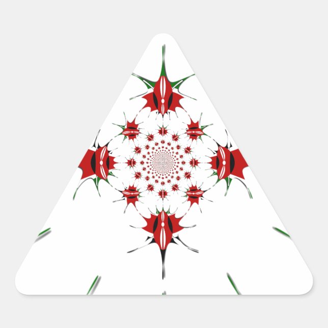 Pegatina Triangular La vibrante bandera Escudo de la República de Keni (Anverso)