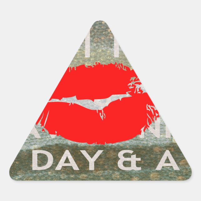 Pegatina Triangular Labios frescos, vibraciones que aumentan: 'Manténg (Anverso)