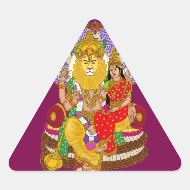 Pegatina Triangular Lakshmi Narasimha Sticker (Anverso)
