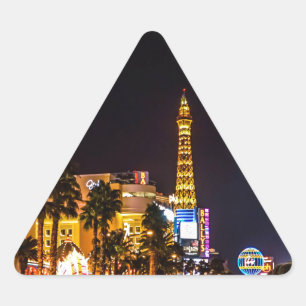 Pegatina Triangular Las Vegas Noches Lights Strip Eiffel Tower Casino