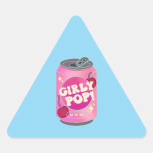 Pegatina Triangular Lata de refresco de cereza pop femenino Rosa ret