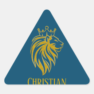 Pegatina Triangular León con corona - Estilo de oro 2