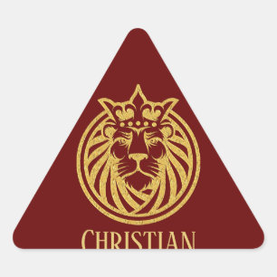Pegatina Triangular León con corona - Estilo de oro 4
