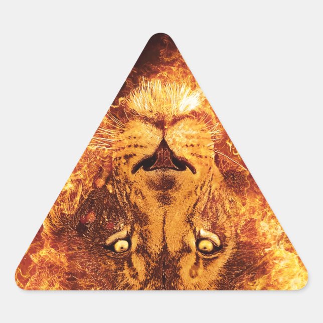 Pegatina Triangular León de Judá en llamas (Anverso)