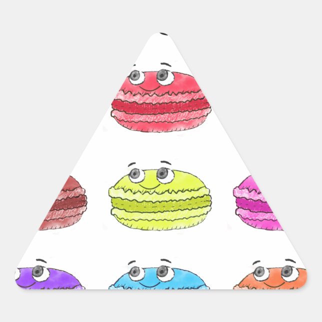 Pegatina Triangular Les Macarons Cute Personalizado (Anverso)