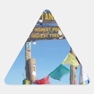 Pegatina Triangular Letrero en la cima del Kilimanjaro Kenia
