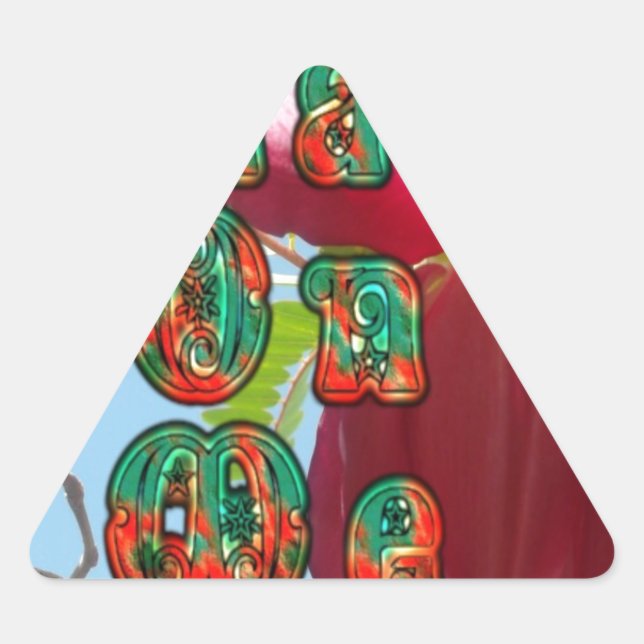 Pegatina Triangular Leyenda inspiradora Sobre Mí Impresión De Arte Flo (Anverso)