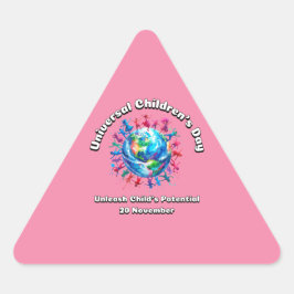 Pegatina Triangular Liberar el potencial de los niños. Día Mundial de 