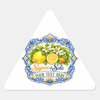 Pegatina Triangular Limon Mediterráneo de Azulejo – Arte acuarela con
