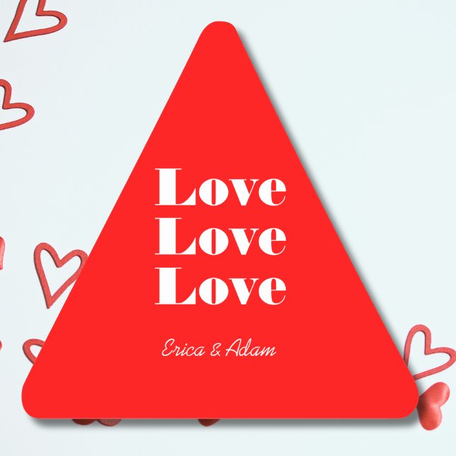 Pegatina Triangular Limpieza blanca simple 3 x Amor | Neon Red (Subido por el creador)