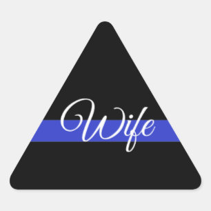Pegatina Triangular Línea Azul delgada: Esposa policial