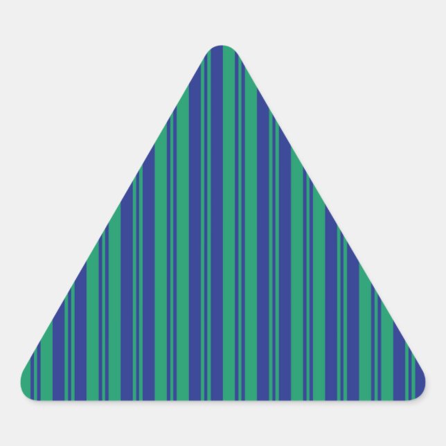 Pegatina Triangular líneas paralelas patrón abstracto rayas azules ver (Anverso)