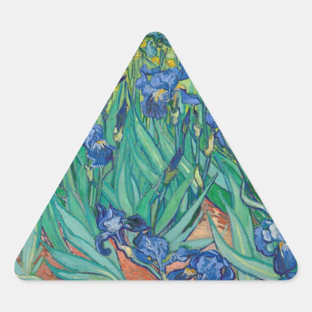Pegatina Triangular Lirios por Vincent van Gogh (Anverso)