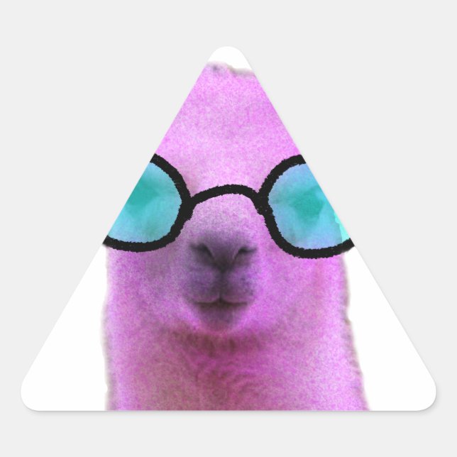 Pegatina Triangular Llama rosa Guay! (Anverso)