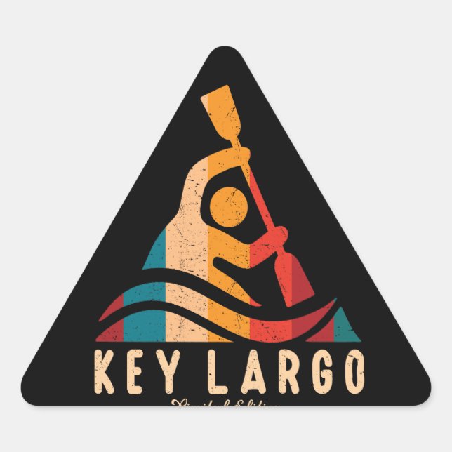 Pegatina Triangular Llave retro Largo Kayaking (Anverso)