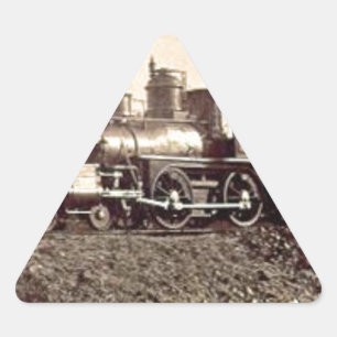 Pegatina Triangular locomotora de vapor de ferrocarril antigua vintage