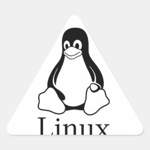 Pegatina Triangular Logotipo de Linux con Tux el pingüino de Linux