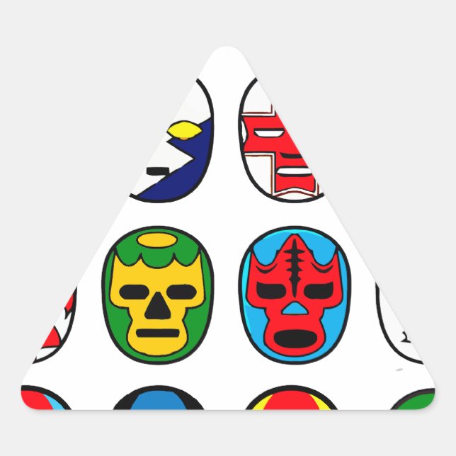 Pegatina Triangular Lucha libre Luchador Máscaras de Lucha Mexicana (Anverso)