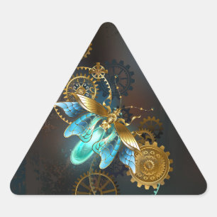 Pegatina Triangular Luciérnaga de Steampunk