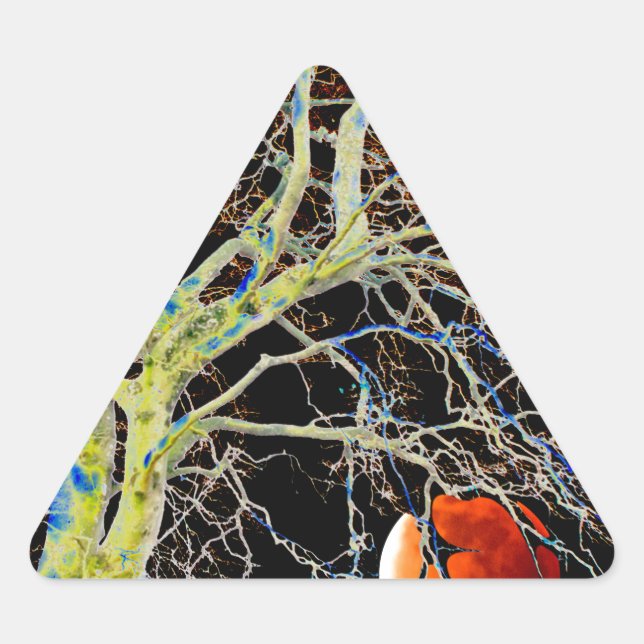 Pegatina Triangular Luna Roja en ascenso (Anverso)