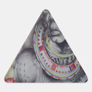 Pegatina Triangular Madre e hijo masái con arte de león impreso/gráfic