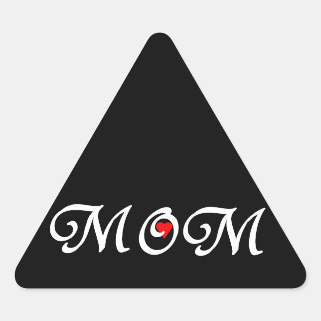 Pegatina Triangular Mamá con el corazón rojo (Anverso)