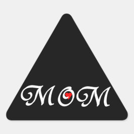 Pegatina Triangular Mamá con el corazón rojo